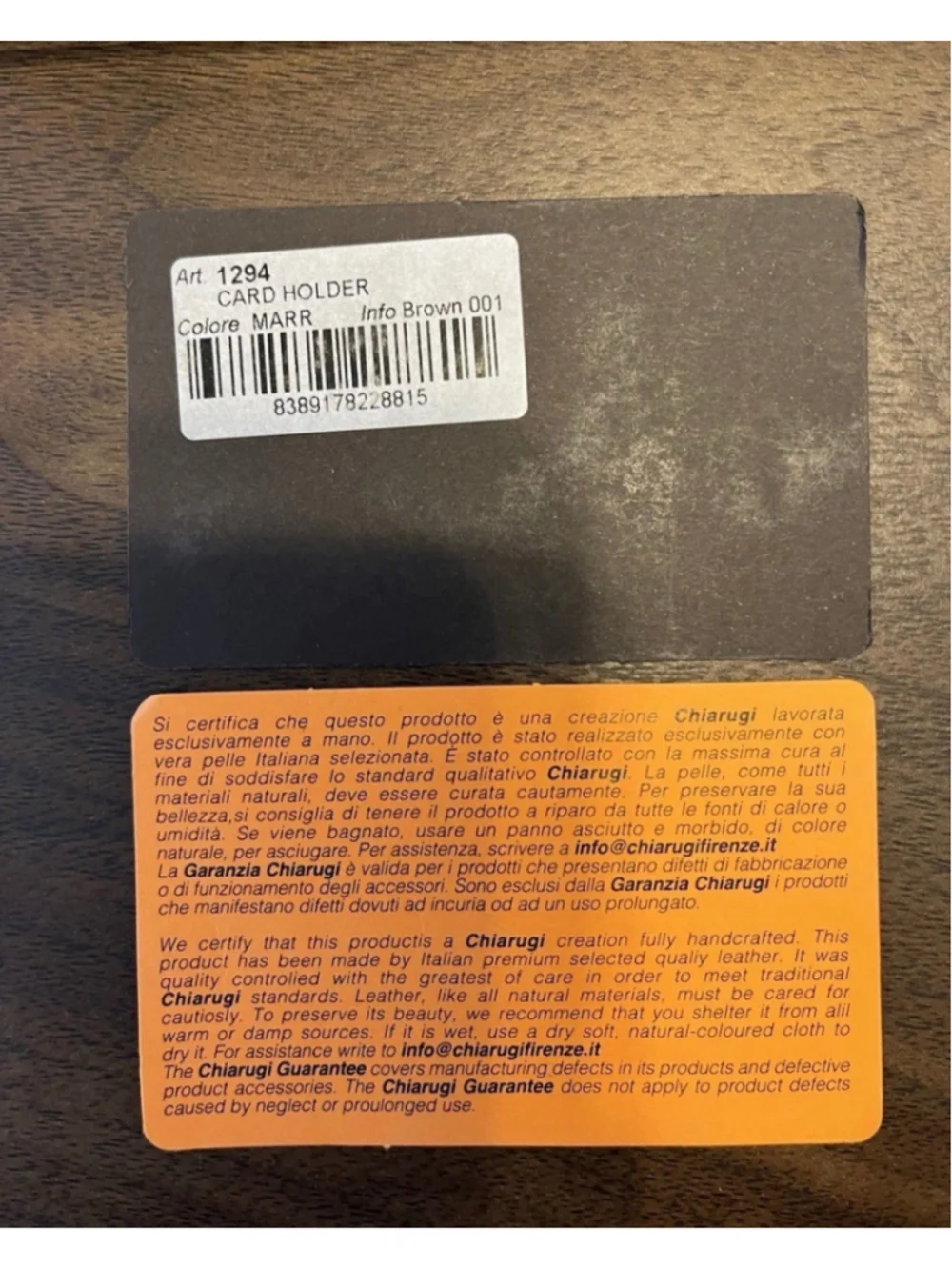 NEW Chiarugi Men’s Wallet- AUTHENTIC Purchased In Italy
